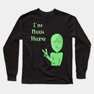 Peace Alien Little Green Vegan Martian Long Sleeve T-Shirt